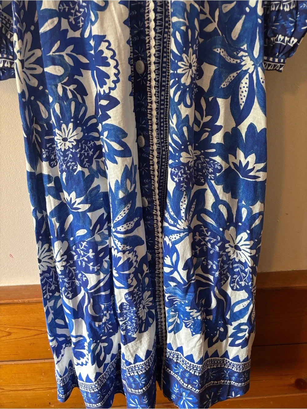 Farm Rio Tapestry Off White Flora Linen Blend Maxi Dress Size M - Picture 4 of 6